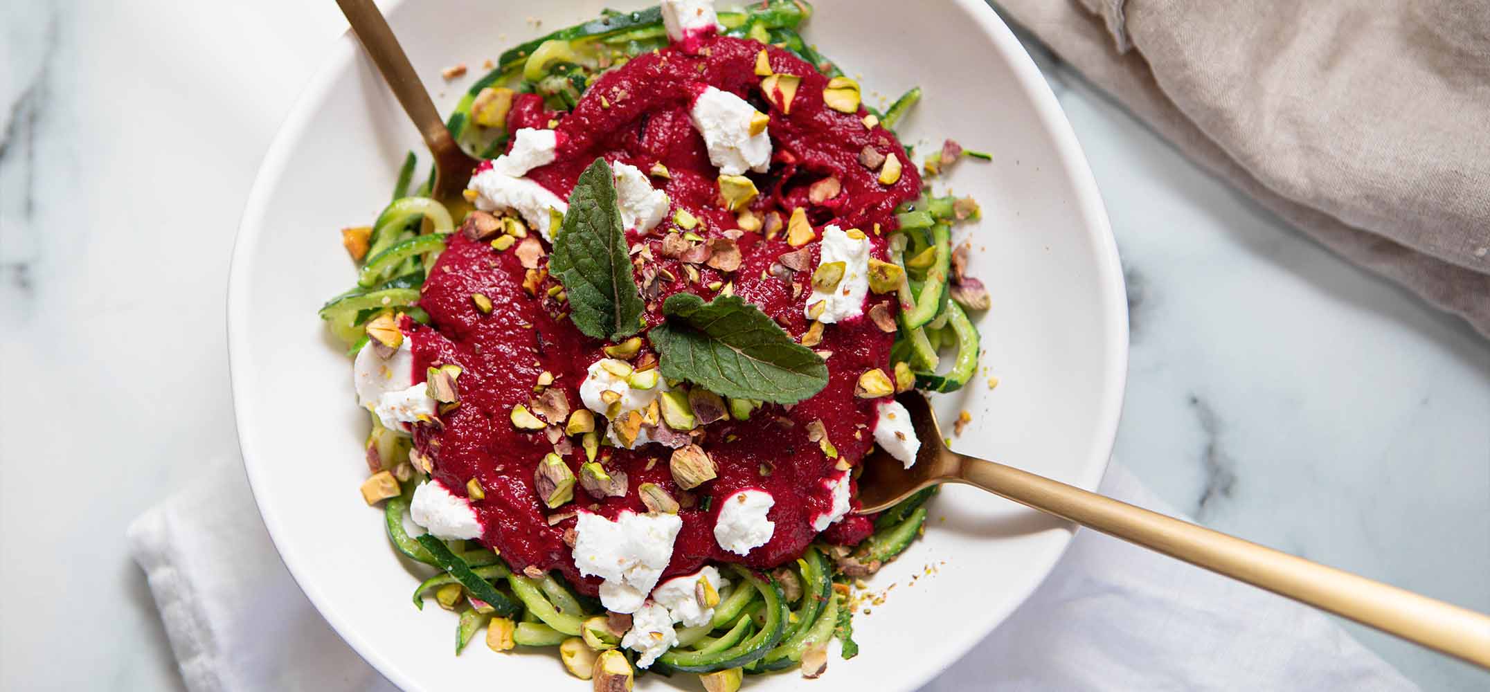 Beetroot & Goats Cheese Zoodles