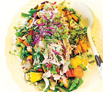 Cauliflower Rice with Roast Vegetables and chicken