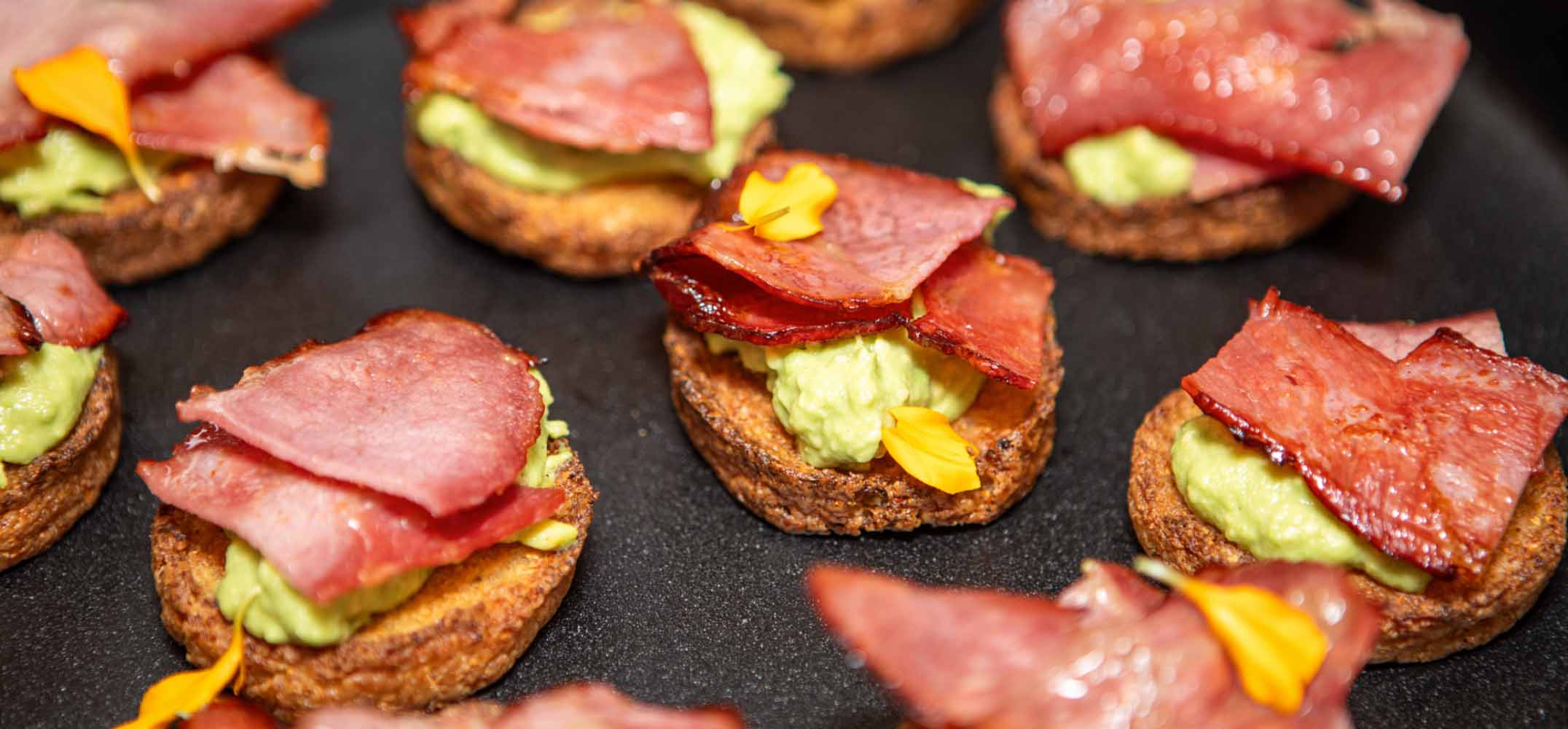 Cauliflower hash browns with avocado & bacon