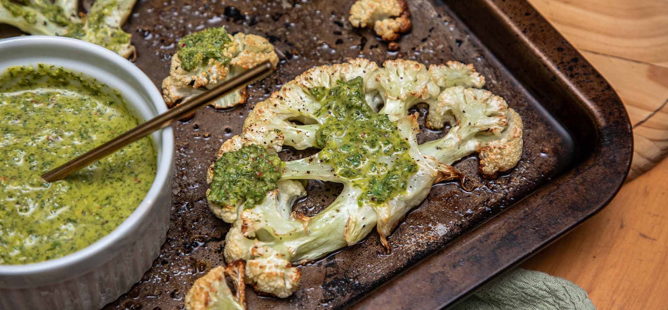 Roasted Cauliflower with Homemade Chimichurri