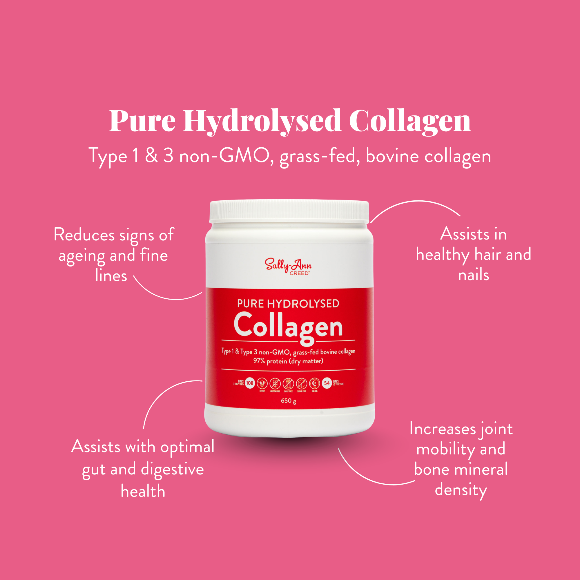 Collagen Pure Hydrolysed (Grass Fed Bovine) Tub
