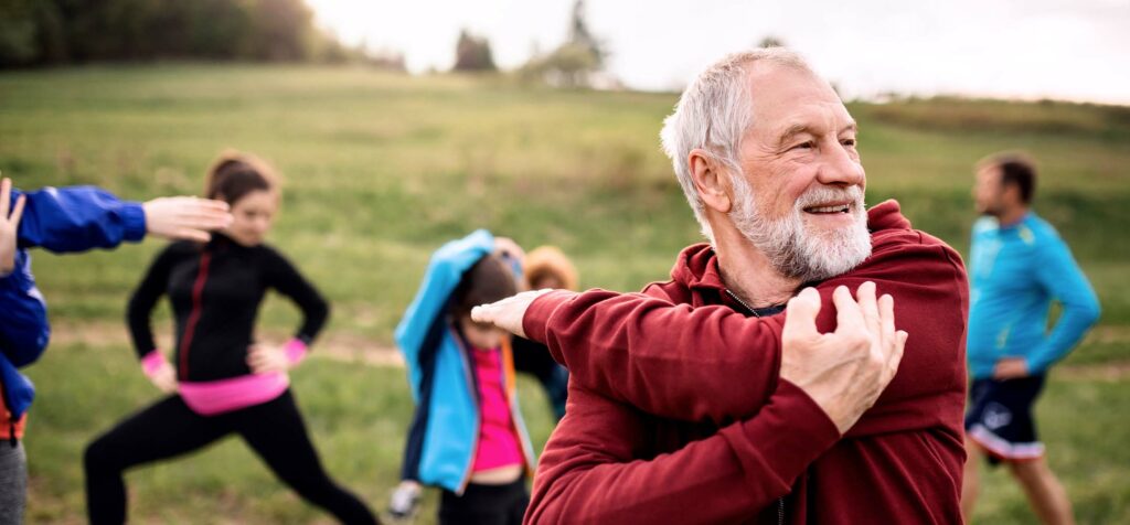 Older man doing low-impact exercise