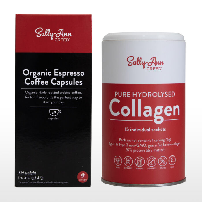 Organic Espresso Coffee Capsules & Collagen Tube Combo
